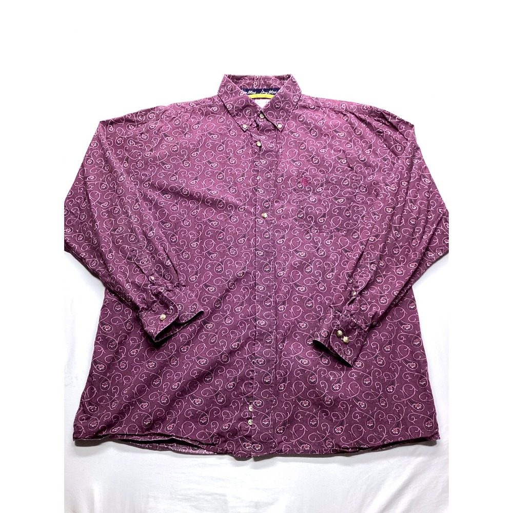 Wrangler George Strait Cowboy Cut Mens Purple Paisley Button Down Shirt